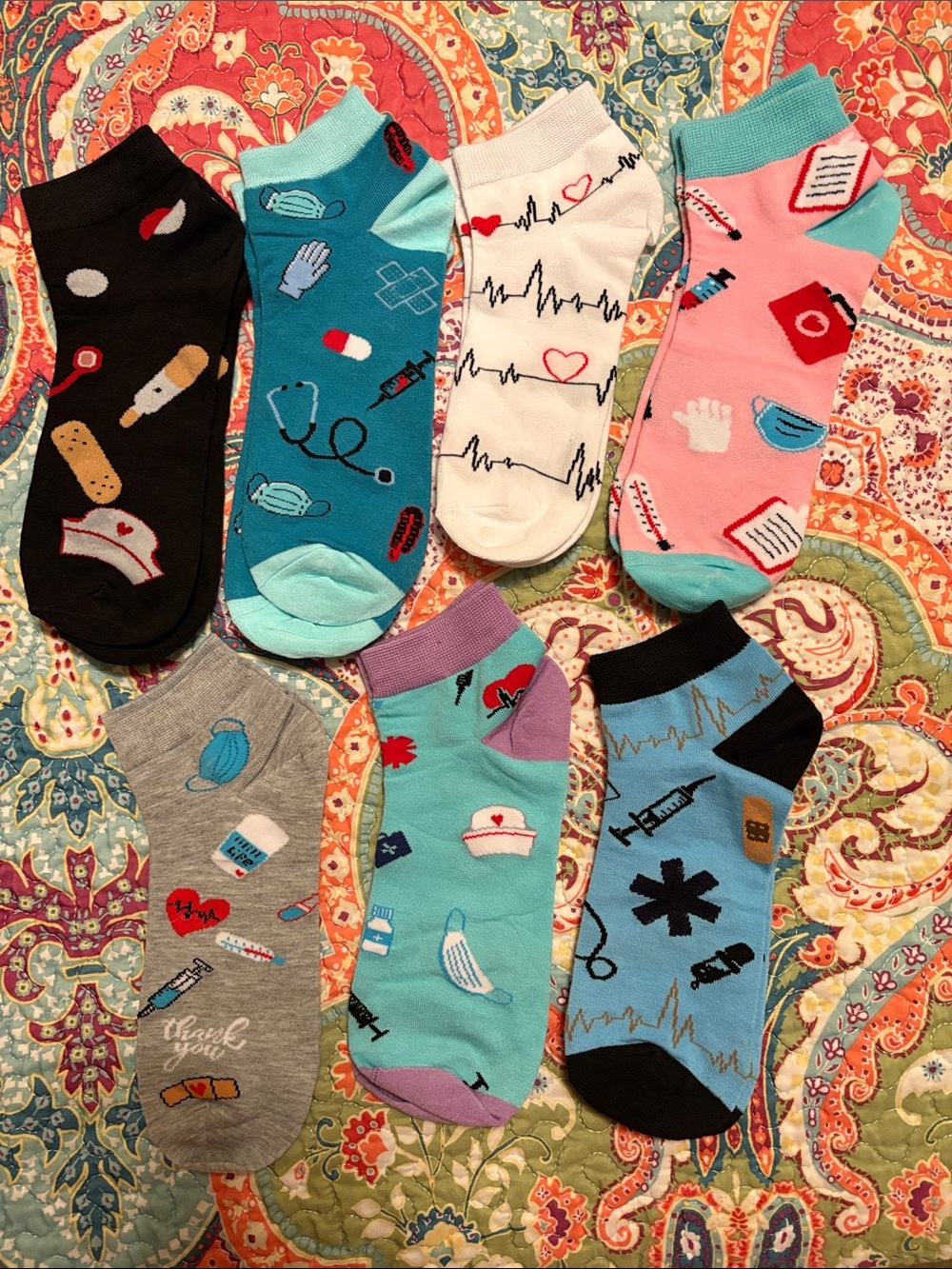 Novelty Medical-Themed Ankle Socks for Men - Multi Colors